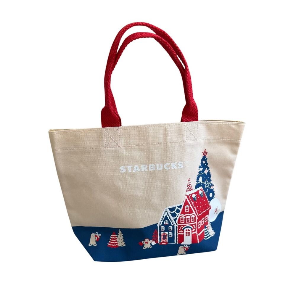 Starbucks Christmas Gingerbread Canvas Mini Tote Bag Holiday Thailand 2025 NWOT